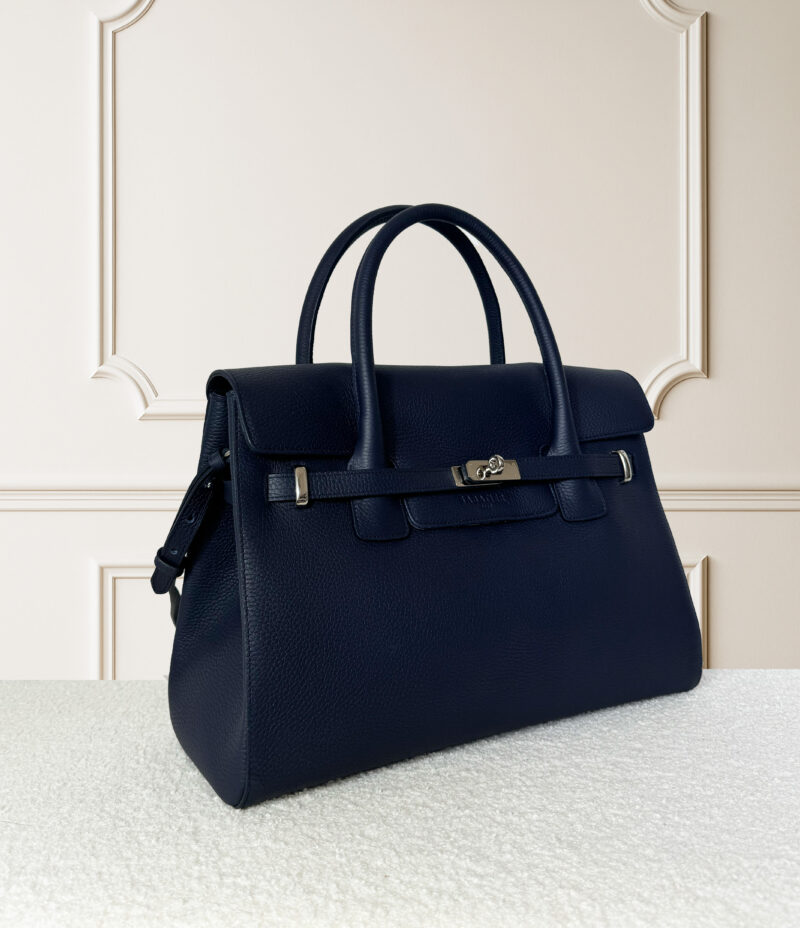 BELLECOUR 617 LOLO MARINE <br>  Navy blue grained leather - Image 4