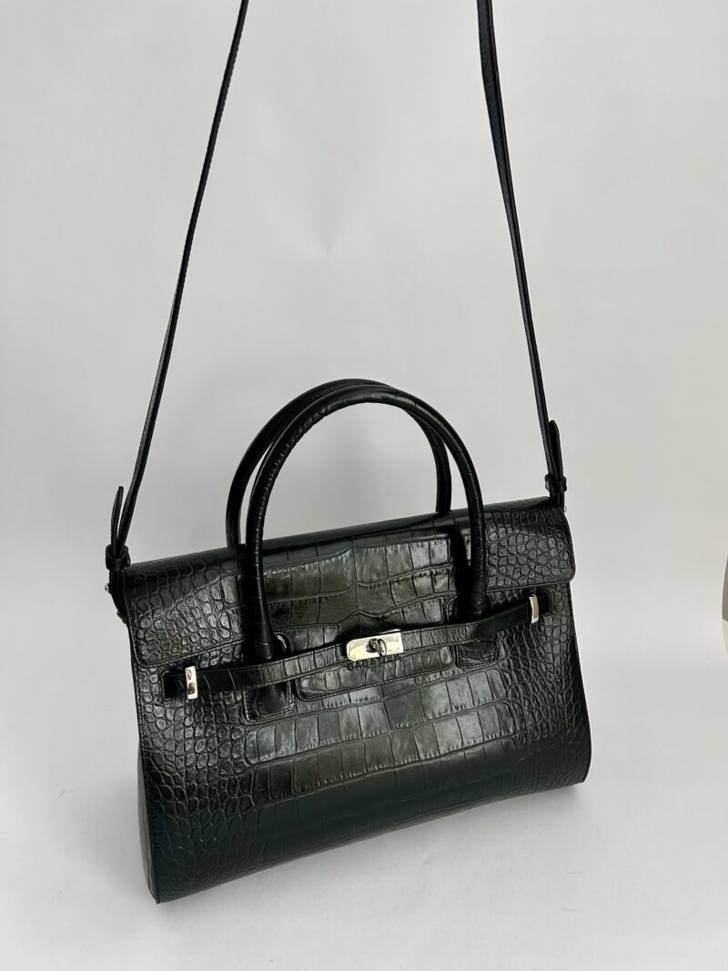 BELLECOUR 617 BLACK CROCO <br>  Black croco embossed leather - Image 5