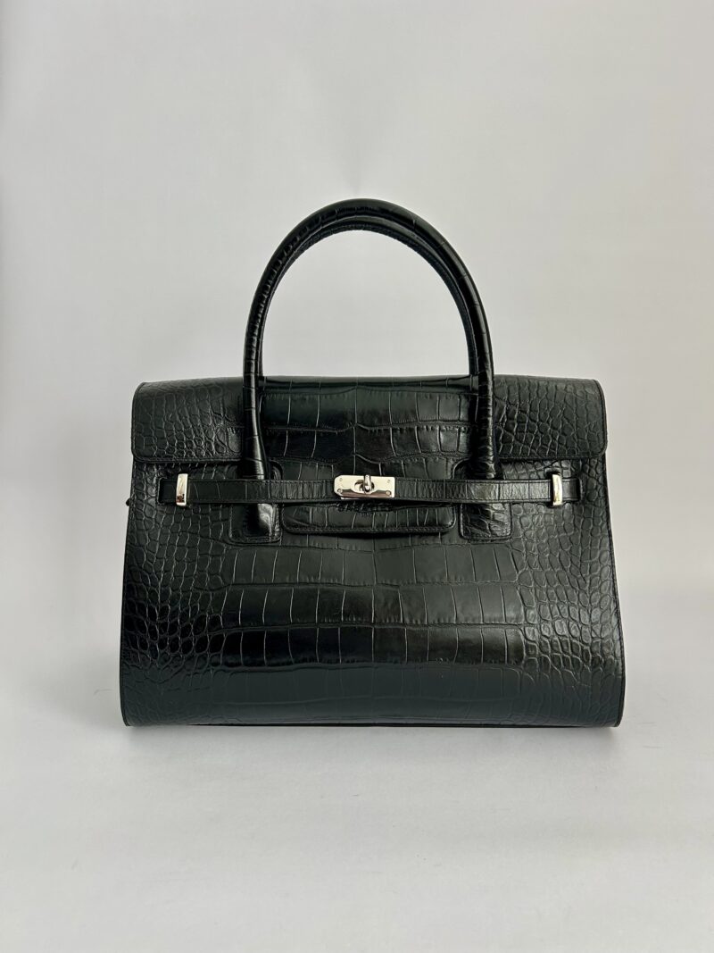 BELLECOUR 617 BLACK CROCO <br>  Black croco embossed leather