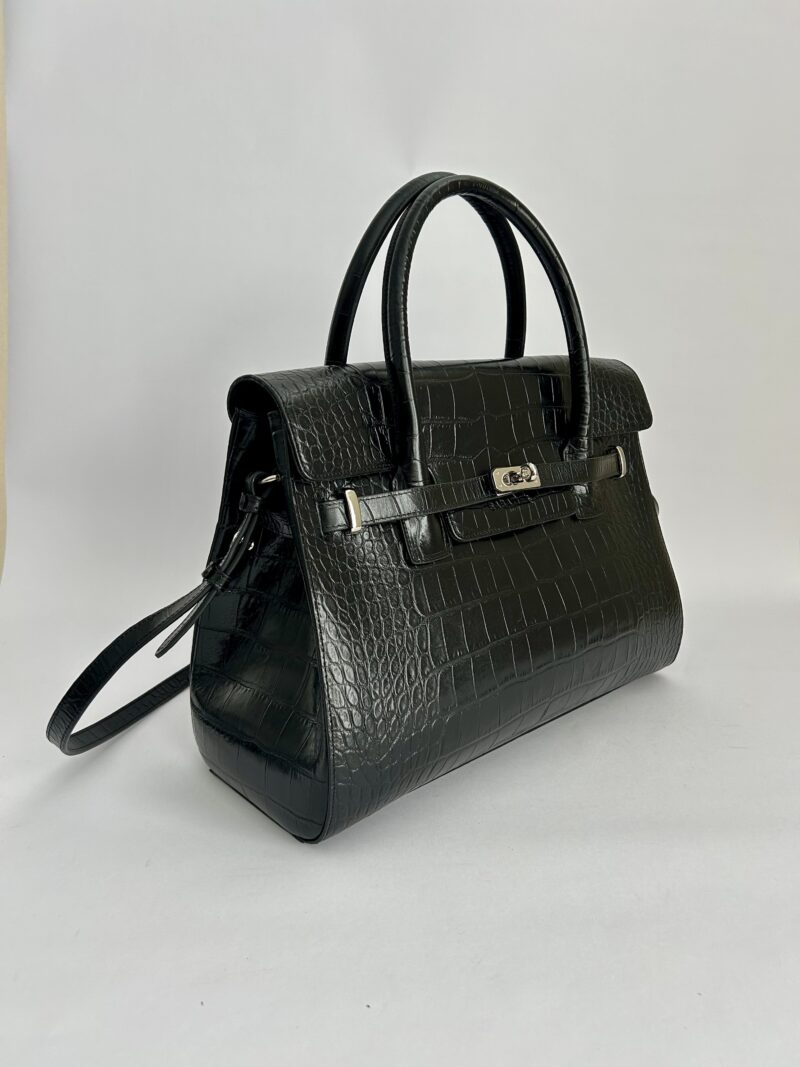BELLECOUR 617 BLACK CROCO <br>  Black croco embossed leather - Image 3