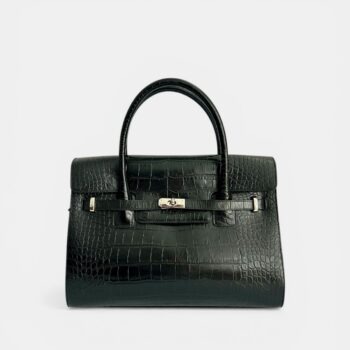 BELLECOUR 617 BLACK CROCO <br>  Black croco embossed leather